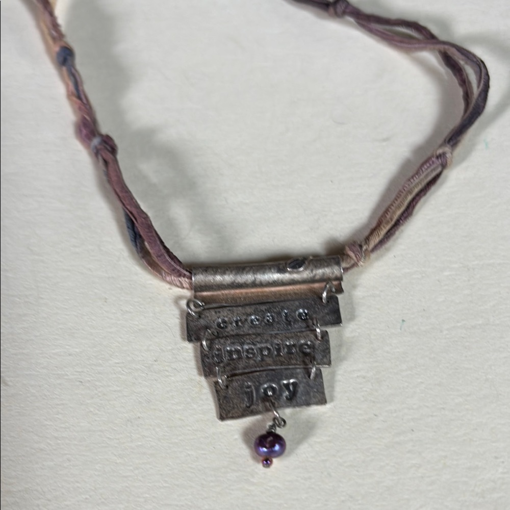 Silver and Purple Inspirational Necklace